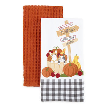 Homewear Harvest Cats in Fall Basket 2-pc. Kitchen Towel