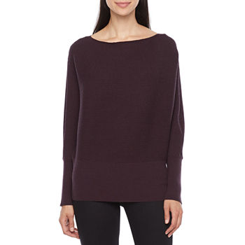 Worthington Womens Straight Neck Long Sleeve Pullover Sweater