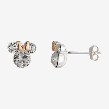 Disney Classics Crystal Sterling Silver 1mm Minnie Mouse Stud Earrings