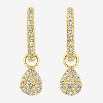 1/4 CT. T.W. Genuine White Diamond 14K Gold Pear Drop Earrings