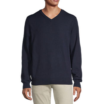 Stafford 100% Merino Wool Mens V Neck Long Sleeve Pullover Sweater