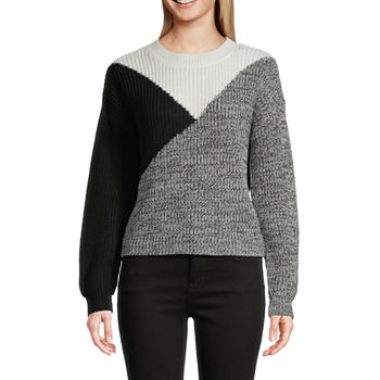 by&by Juniors Womens Round Neck Long Sleeve Pullover Sweater