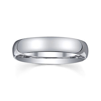 Personalized Mens 4mm Comfort Fit Domed Sterling Silver Wedding Band