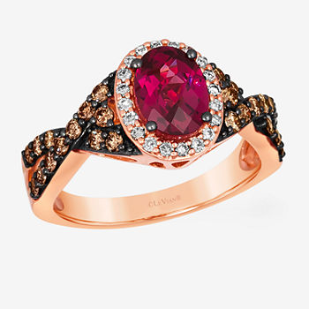 Le Vian® Ring featuring 1  1/2 CT. T.W. Raspberry Rhodolite® 1/2 CT. T.W. Chocolate Diamonds®  1/6 CT. T.W. Nude Diamonds™  set in 14K Strawberry Gold®