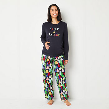 North Pole Trading Co. Womens Maternity Crew Neck Long Sleeve 2-pc. Pant Pajama Set