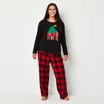 North Pole Trading Co. Womens Plus Round Neck Long Sleeve 2-pc. Pant Pajama Set