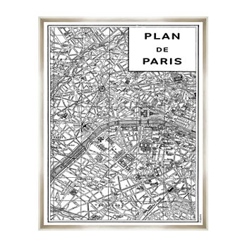 22X28 Blueprint Map Paris Wall Art