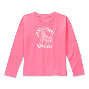 Thereabouts Little & Big Girls Crew Neck Long Sleeve Graphic T-Shirt