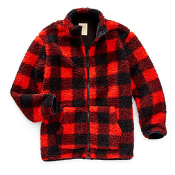 Thereabouts Sherpa Fleece Little & Big Boys Easy-on + Easy-off Hidden Access Opening Adaptive Shirt Jacket