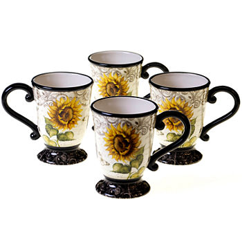 Certified International French Sunflowers Set of 4 Mugs