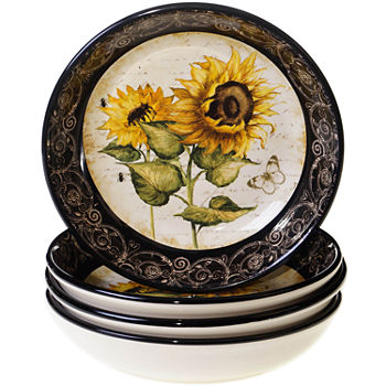 Certified International French Sunflowers Set of 4 Soup Bowls