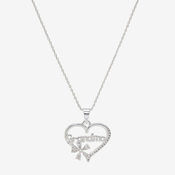 Sparkle Allure Cubic Zirconia Pure Silver Over Brass 16 Inch Link Heart Pendant Necklace