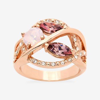 Sparkle Allure Crystal 14k Rose Gold Over Brass Cocktail Ring