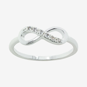 Sparkle Allure Infinity Cubic Zirconia Pure Silver Over Brass Delicate Cocktail Ring