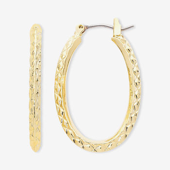 Liz Claiborne® Gold-Tone, Textured Oval Hoop Earrings