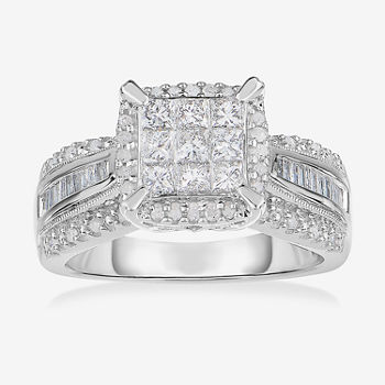 1 CT. T.W. Genuine Diamond 10K White Gold Princess-Cut Multi-Top Ring