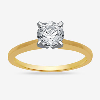 Classic Collection Womens 1 CT. T.W. Genuine White Diamond 10K Gold Round Solitaire Engagement Ring