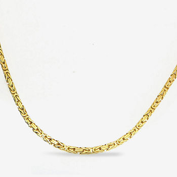 14K Yellow Gold Solid Byzantine 20 Inch Chain Necklace