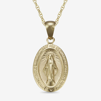 10K Gold Miraculous Pendant On 18" Gold-Filled Chain