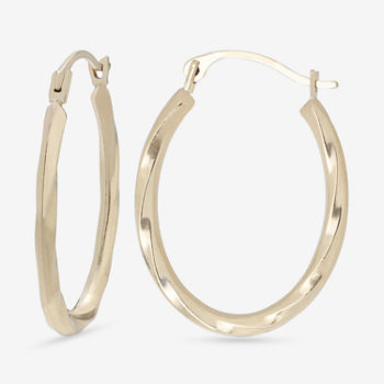 10K Gold Twist Oval Hoop Earrings