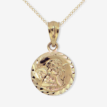 Womens 14K Gold Angel Pendant Necklace