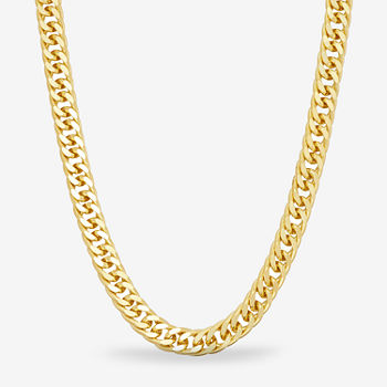 14K Gold Over Silver 20 or 30 Inch Solid Curb Chain Necklace