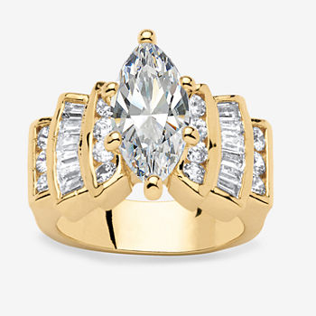 Womens 3 3/4 CT. T.W. White Cubic Zirconia 14K Gold Over Brass Engagement Ring