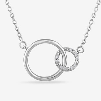 "Hope" Womens Diamond Accent Genuine White Diamond Sterling Silver Circle Pendant Necklace