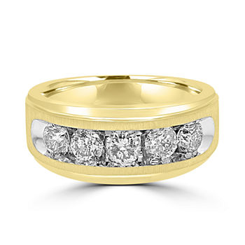 8MM 1 1/2 CT. T.W. Genuine Diamond 10K Gold Round Wedding Band