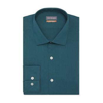 Van Heusen Mens Spread Collar Long Sleeve Wrinkle Free Stretch Stain Resistant Dress Shirt