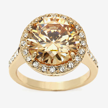 Sparkle Allure Cubic Zirconia 14K Gold Over Brass Halo Cocktail Ring