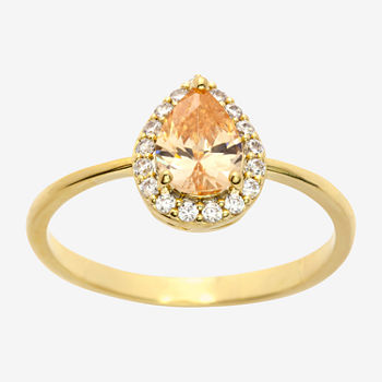 Sparkle Allure Cubic Zirconia 14K Gold Over Brass Halo Cocktail Ring