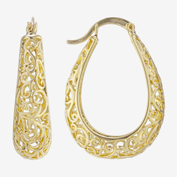 Silver Reflections 24K Gold Over Brass Hoop Earrings