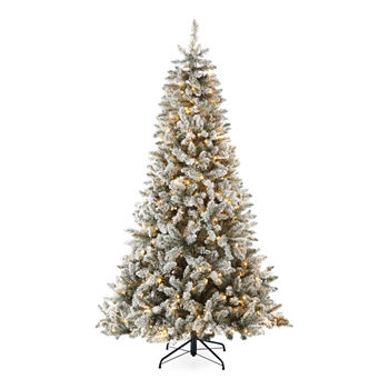 North Pole Trading Co. 7' Westlake Fir Pre-Lit Flocked Christmas Tree