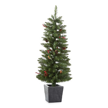 North Pole Trading Co. 4' Potted Boulder Fir Pre-Lit Christmas Tree