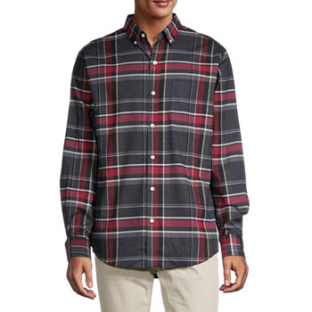 Van Heusen Mens Regular Fit Long Sleeve Plaid Button-Down Shirt
