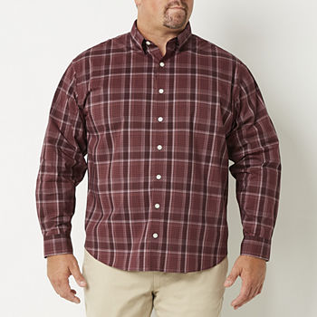 Van Heusen Big and Tall Mens Classic Fit Long Sleeve Plaid Button-Down Shirt