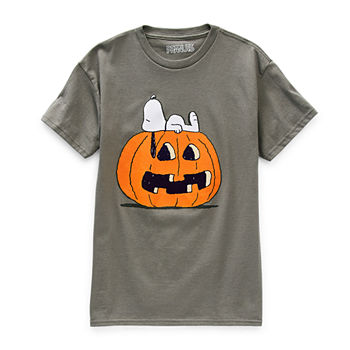 Little & Big Boys Glow in the Dark Crew Neck Peanuts Short Sleeve Graphic T-Shirt
