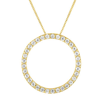 Womens 1/3 CT. T.W. Lab Grown White Diamond 10K Gold Circle Pendant Necklace
