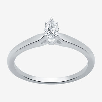 I Said Yes Womens 1/5 CT. T.W. Lab Grown White Diamond Sterling Silver Pear Solitaire Engagement Ring