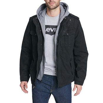 Levi's Mens Cotton Sherpa Lined Military Jacket with Hood