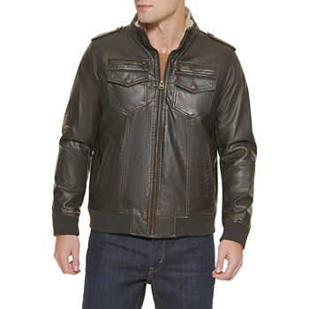 Levi's Mens Faux Leather Coats Mens Midweight Bomber Jacket