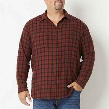 Mutual Weave Big and Tall Mens Adaptive Long Sleeve Regular Fit Plaid Flannel Shirt