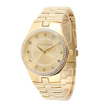 Personalized Dial Mens Diamond-Accent Gold-Tone Watch