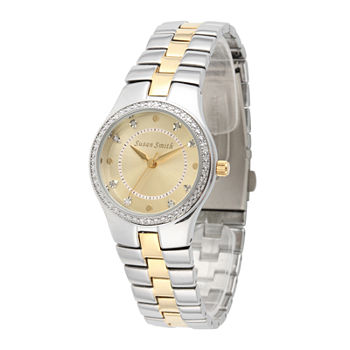 Personalized Dial Womens Diamond-Accent Two-Tone Bracelet Watch
