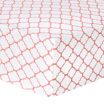 Trend Lab® Coral Quatrefoil Fitted Flannel Crib Sheet