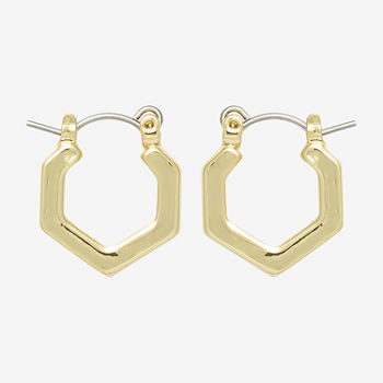 Mixit Gold Tone Hexagon Hoop Earrings