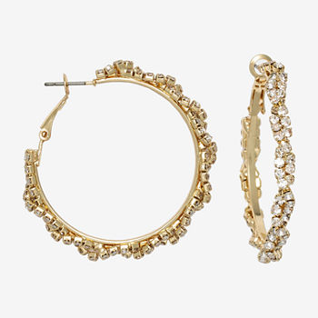 Mixit Gold Tone Twisted Crystal Hoop Earrings