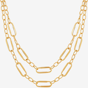 Made in Italy 14K Gold 18 Inch Hollow Paperclip Paperclip Chain Necklace