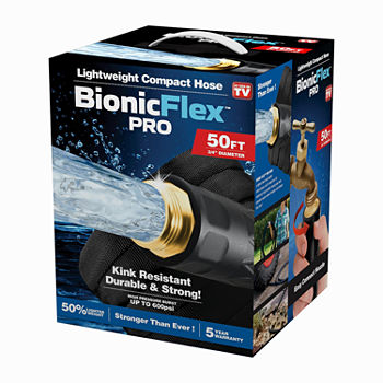 Bionic Flex Pro Ultra Durable and Lightweight 50 Foot Garden Water Hose with Adjustable Brass Spraying and Shooting Nozzle
